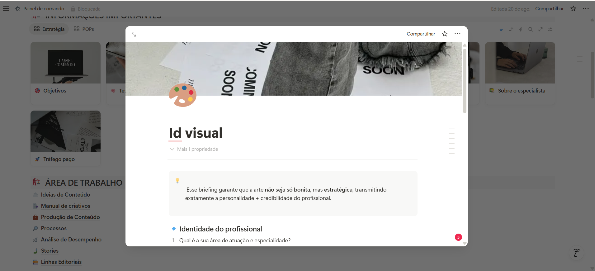 ✅ Briefing de identidade visual organizada