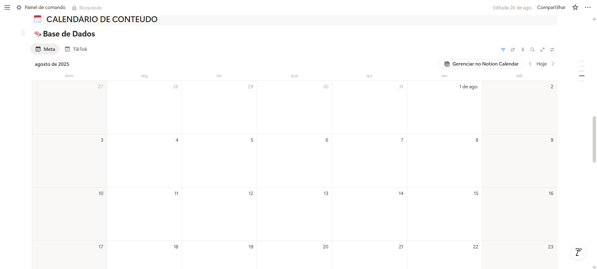 ... para o calendário